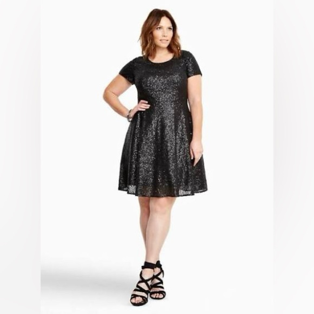 Torrid Fit and Flare Sequin Dress Gray Size 22 NWOT